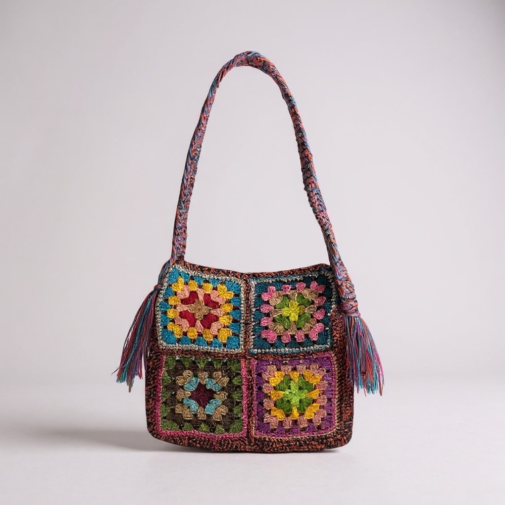 Handmade Crochet Granny Square Bag